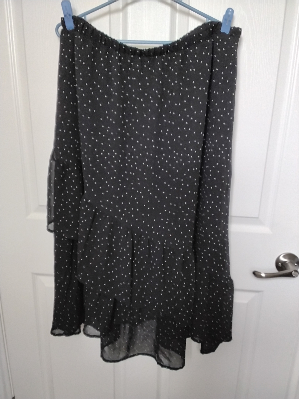 a new day Black Polka Dot Ruffle High-Low Skirt
